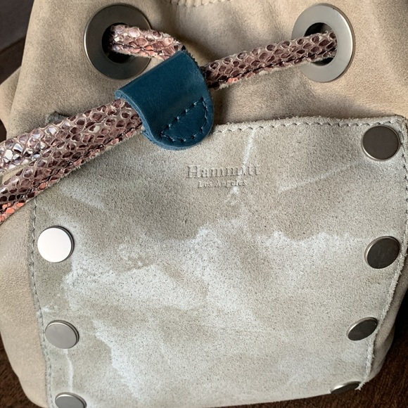 Hammitt James Small Bucket Bag in Frosted Grey with Gorgeous Unique Strap!! EUC! - Picture 3 of 7